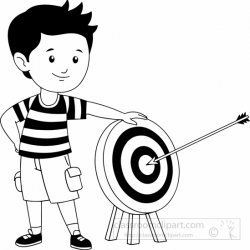 Sports Clipart- black-white-boy-standing-near-target-with-his ...
