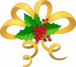 Christmas Yellow Bow with Mistletoe PNG Clipart | Gallery ...