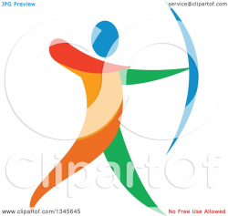 Clipart of a Colorful Athlete Archery Bowman Aiming - Royalty Free ...