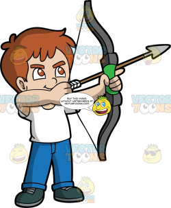Light Skin Boy With Brown Hair Holding A Bow And Arrow