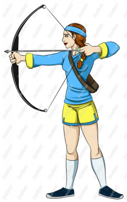 Archery Clip Art Girl - Royalty Free Clipart - Vector Cartoon Drawing