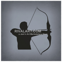 Clipart of a Man Shooting a Bow And Arrow ARCHERY-02-BW