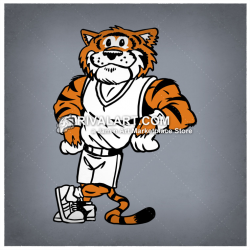 Tiger Mascot Image Leaning for School T-shirt Design.