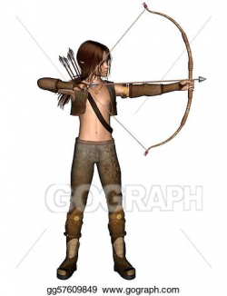 Stock Illustration - Young elven hunter with bow. Clipart Drawing ...