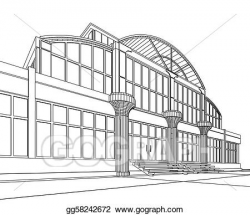 Stock Illustration - Wireframe of office building. Clip Art ...