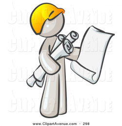 Avenue Clipart of a White Man Contractor or Architect Holding Rolled ...