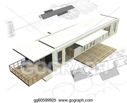 Drawing - Housing architecture plans with 3d building structure ...