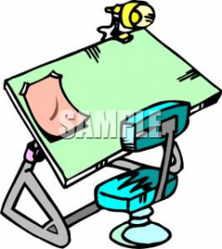 A Drafting Table With Chair - Royalty Free Clipart Picture