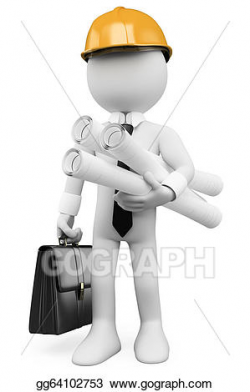 Stock Illustration - 3d white people. architect with plans. Clipart ...