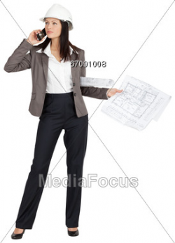Stock Photo Female Architect on Phone Clipart - Image 67091008 ...