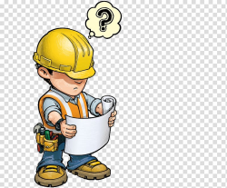 Construction worker holding paper illustration, Construction ...