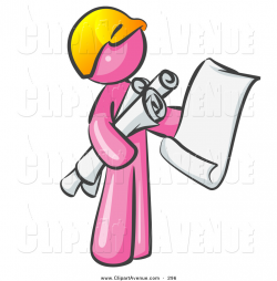 Avenue Clipart of a Pink Worker Man Contractor or Architect Holding ...