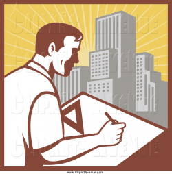 Avenue Clipart of a Male Architect Drafting Against a City by ...