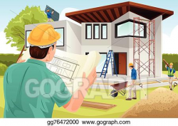 Vector Illustration - Architect working at the construction site ...