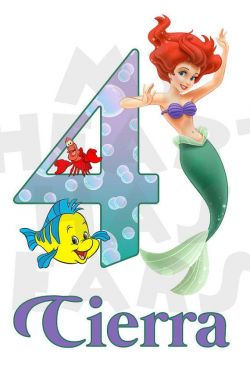 Ariel The Little Mermaid Printable diy birthday any name and number ...