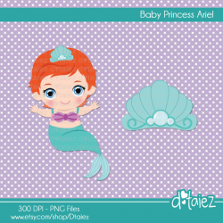 Items similar to Baby Princess Ariel Little Mermaid clipart on Etsy