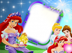 Transparent Blue Kids Frame with Princesses and Ariel | Gallery ...