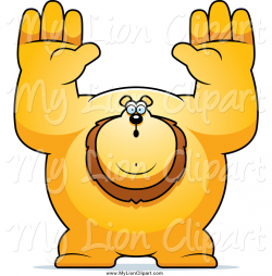 Clipart of a Buff Lion Giving up with His Arms in the Air by Cory ...
