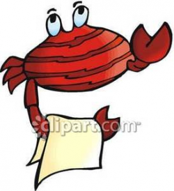 A Red Crab With a Towel Over Its Arm - Royalty Free Clipart Picture
