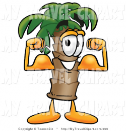 Clipart of a Cute and Strong Palm Tree Mascot Cartoon Character ...
