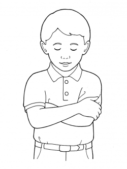 Primary Boy Folding Arms and Bowing Head