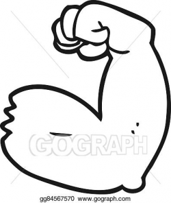 Vector Art - Black and white cartoon strong arm flexing bicep. EPS ...