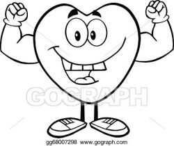 Vector Stock - Outlined heart showing muscle arms. Clipart ...