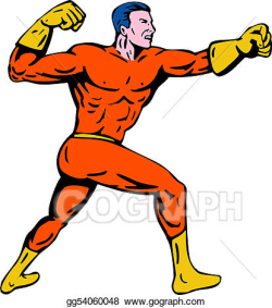 Stock Illustration - Superhero punching to the side. Clipart ...