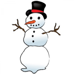 Free Snowman Clipart Image - Snowman with Carrot Nose and Stick Arms