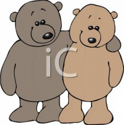 Two Teddy Bears Arm In Arm - Clipart