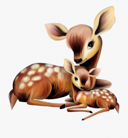 Adorable Mother And Deer Clip Art Forest - Deer With Baby ...
