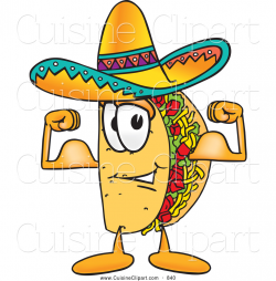 Cuisine Clipart of a Happy Taco Mascot Cartoon Character Flexing His ...