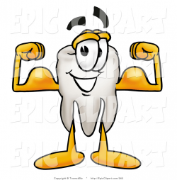 Clip Art of a Strong Tooth Mascot Cartoon Character Flexing His Arm ...