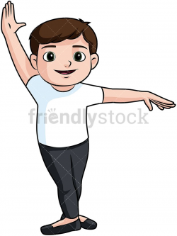 Little Boy Doing Ballet Cartoon Vector Clipart