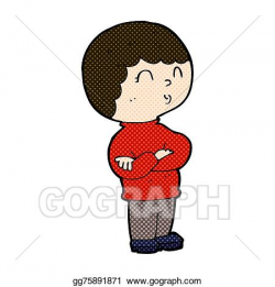 Vector Art - Comic cartoon boy with folded arms. Clipart Drawing ...