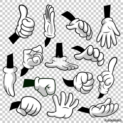 Cartoon hands with gloves icon set isolated on transparent ...