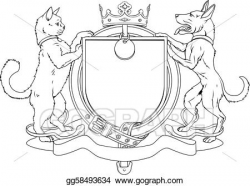 Vector Stock - Cat and dog pets heraldic shield coat of arms. Stock ...