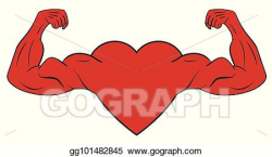 Vector Stock - Heart with muscular arms. Clipart Illustration ...