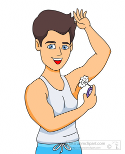Health Clipart- man-spraying-deodorant-under-arms - Classroom Clipart