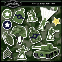 Little Green Army Men Clipart Set for boys party themes, invitations ...