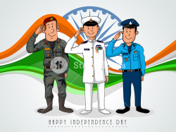 Illustration of saluting army officers on national flag color waves ...