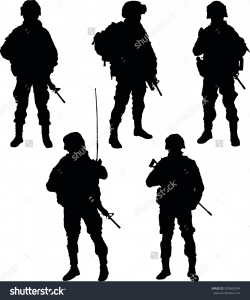 Silhouette clipart army - Pencil and in color silhouette clipart army