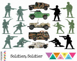ARMY CLIP ART Digital Toy Soldiers & Vehichles Tank Jeep