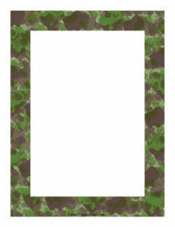 This camouflage border, in shades of green, olive, and brown ...