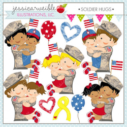 Soldier Hugs Cute Digital Clipart for Commercial or Personal Use ...