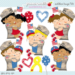 Soldier Hugs V2 Cute Digital Clipart for Commercial or Personal Use ...