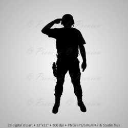 Buy 2 Get 1 Free! Digital Clipart Silhouettes Soldier, Army ...