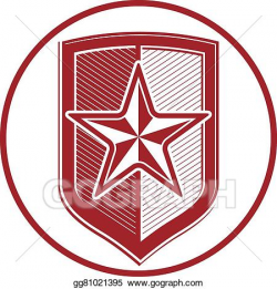 EPS Illustration - Military shield with pentagonal comet star ...