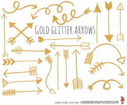 Arrow clip art: Gold glitter ARROWS hand painted