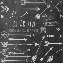 Chalk Tribal Arrows Clipart Hand Drawn Chalkboard Arrow Clip
